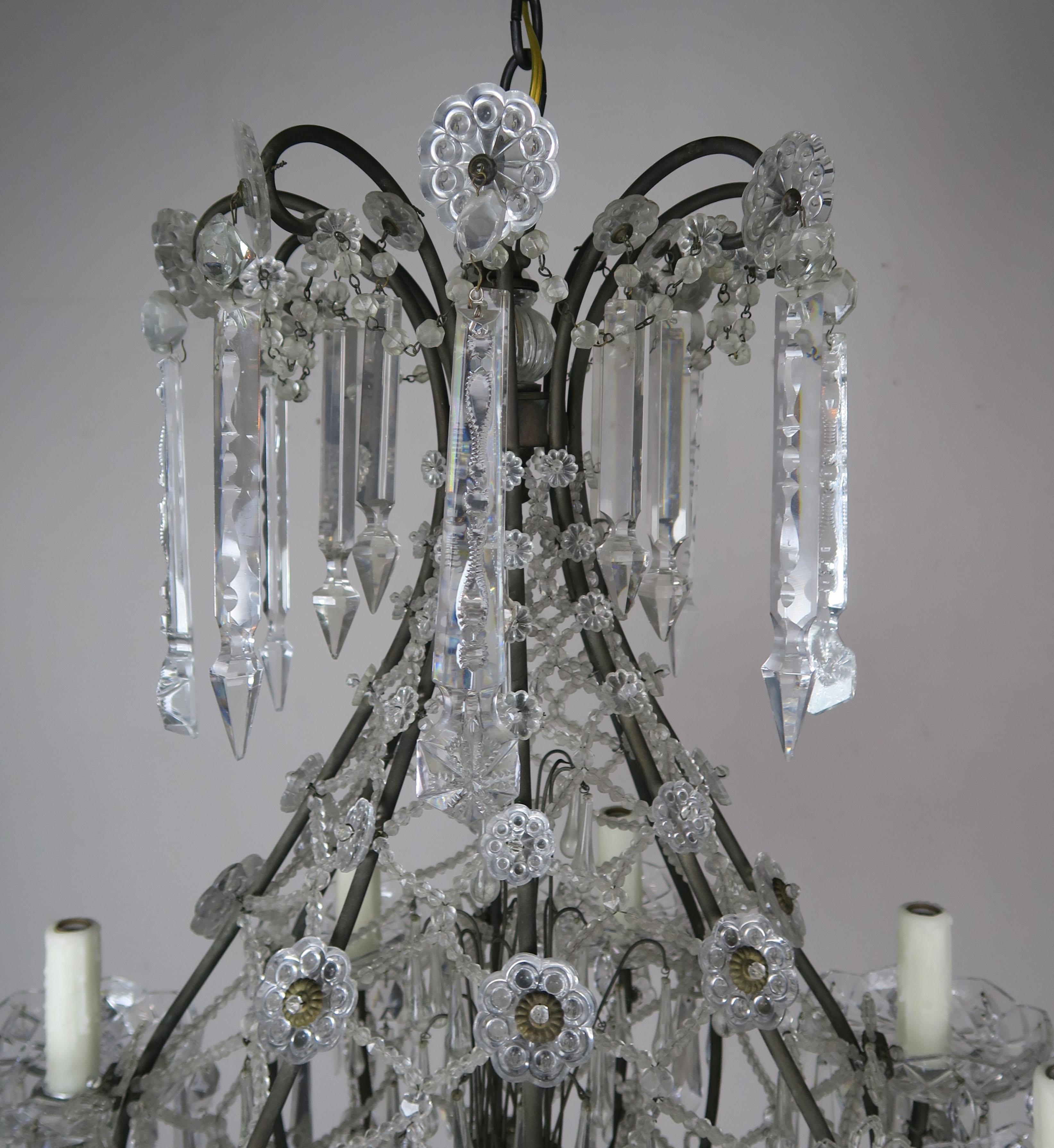 Rococo French Louis XV Style Crystal Chandelier, circa 1940s