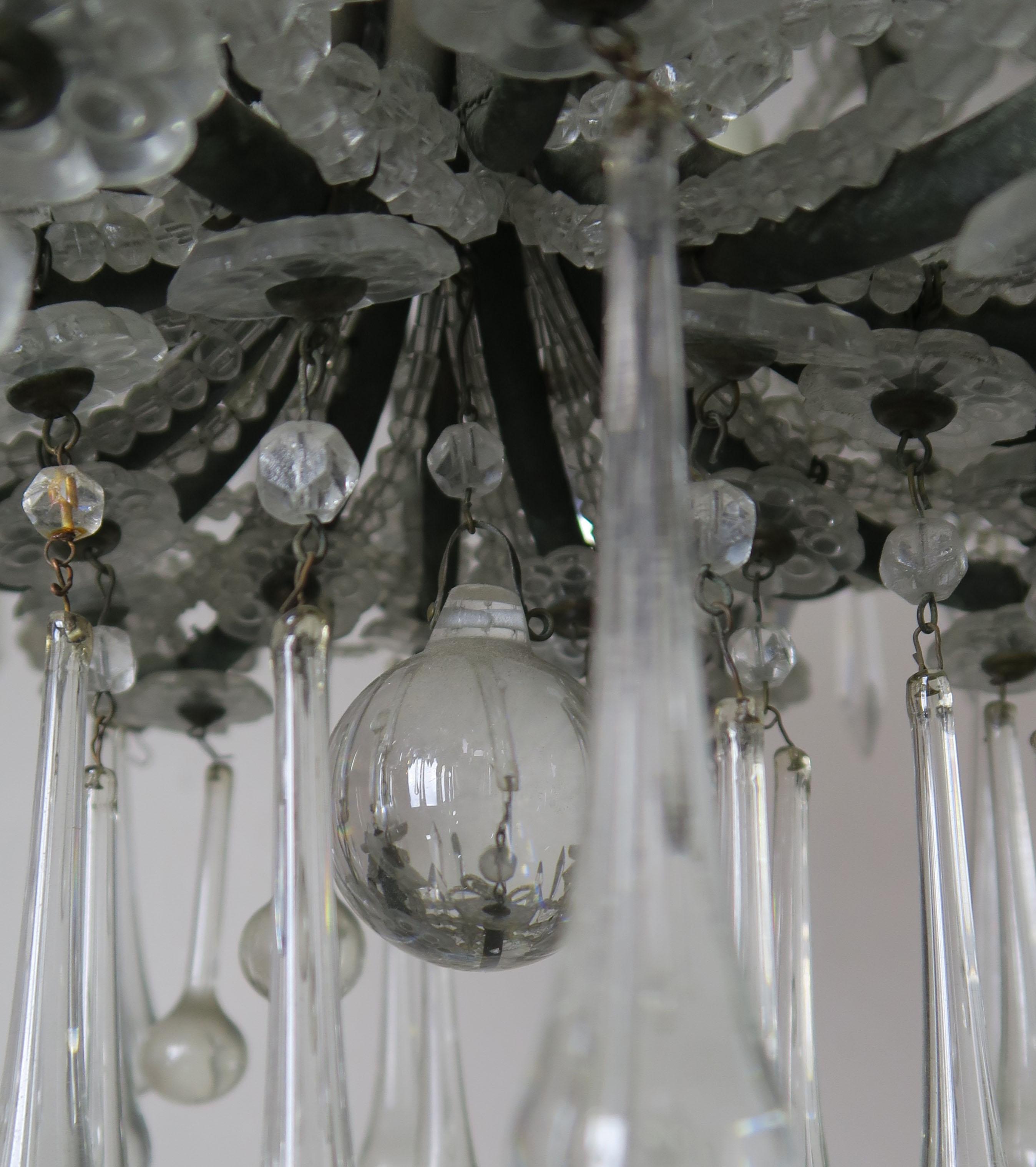 French Louis XV Style Crystal Chandelier, circa 1940s In Good Condition In Los Angeles, CA