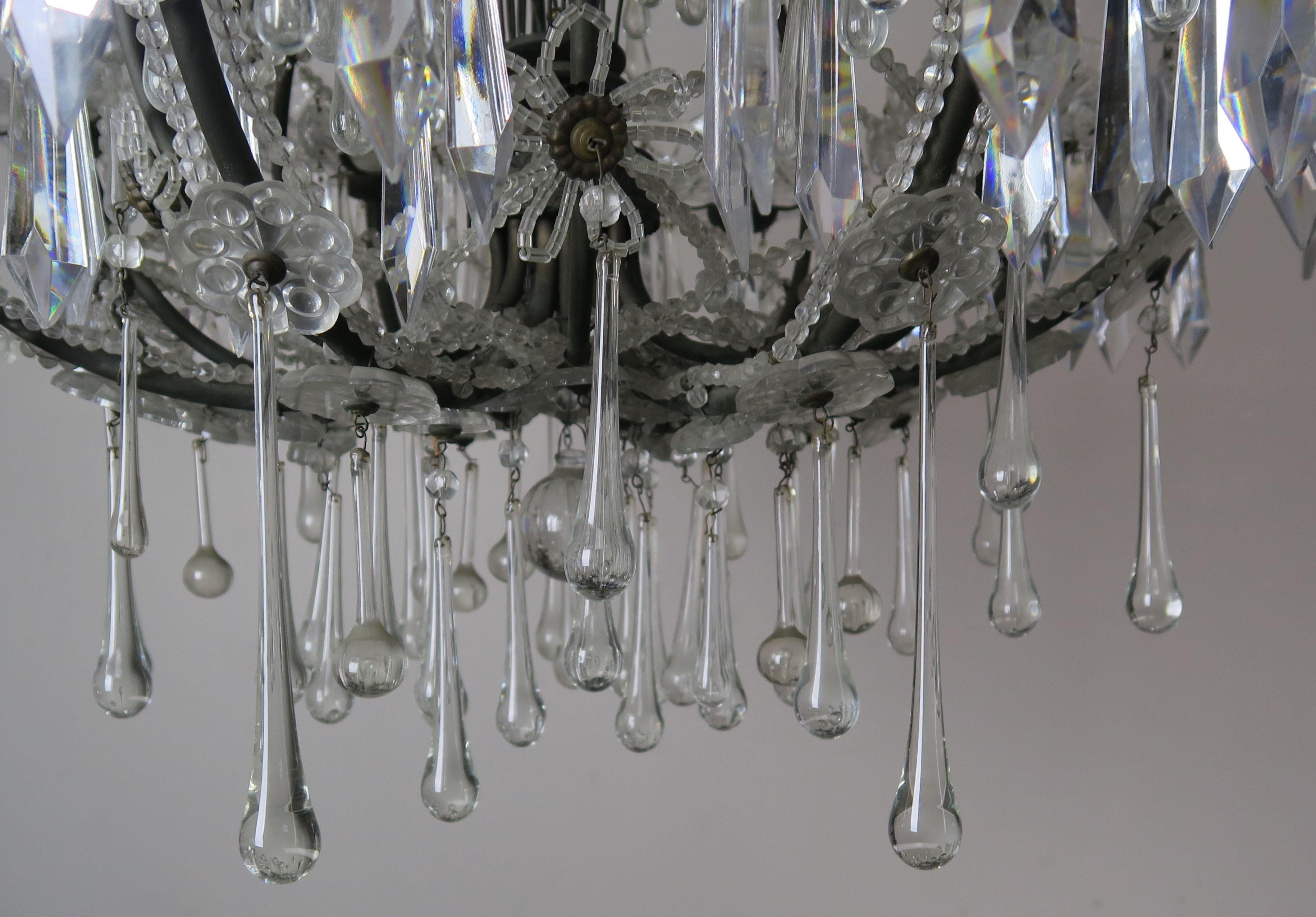 Mid-20th Century French Louis XV Style Crystal Chandelier, circa 1940s