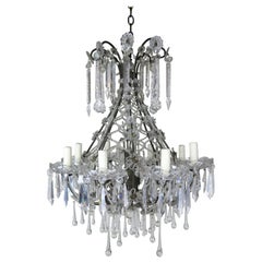 French Louis XV Style Crystal Chandelier, circa 1940s