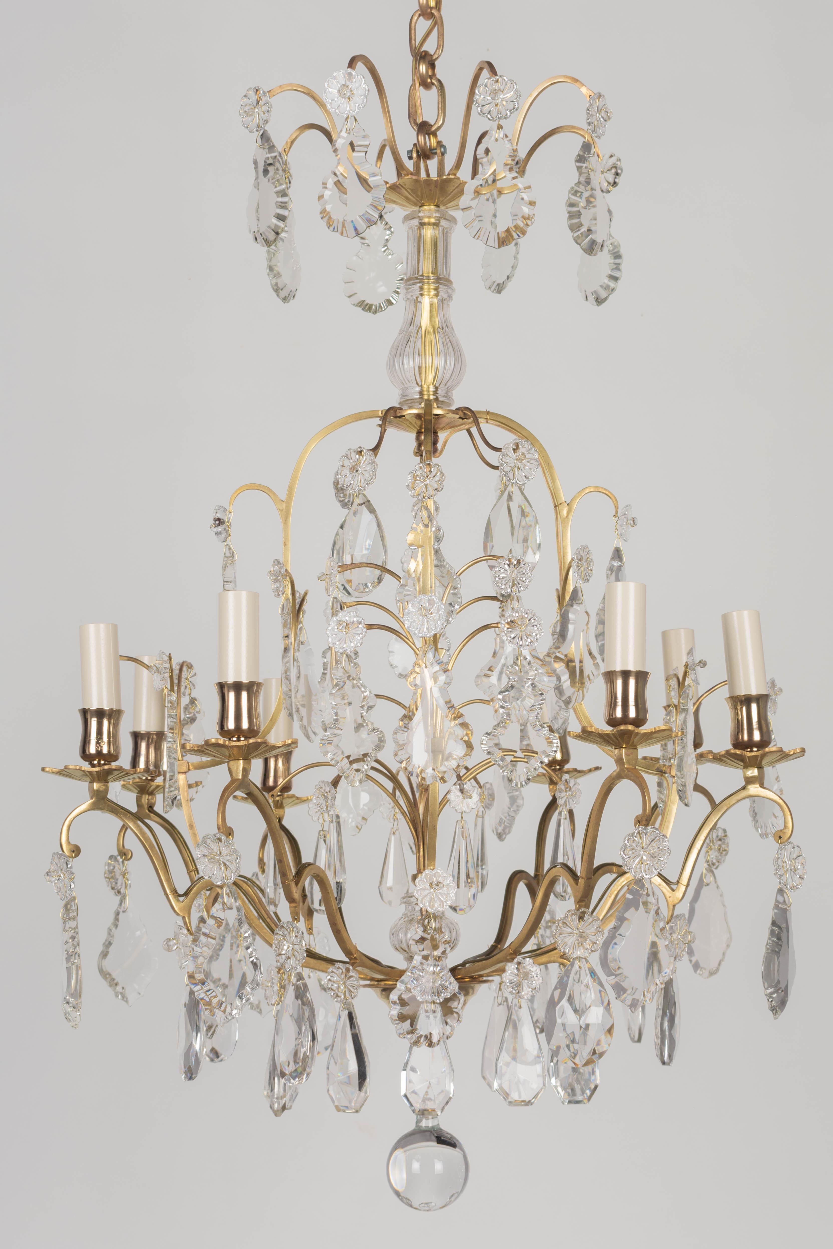 Cast French Louis XV Style Crystal Chandelier
