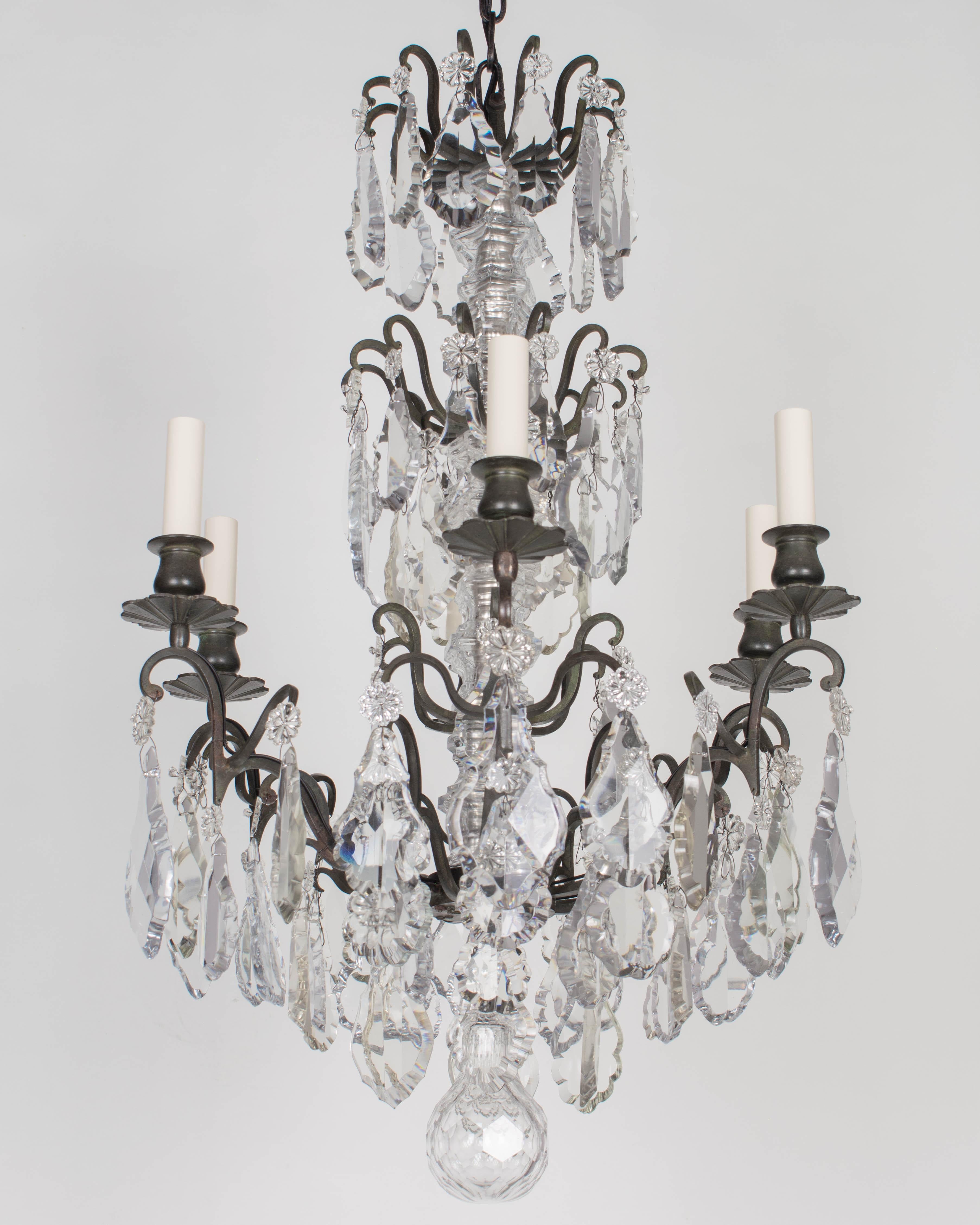 Cast French Louis XV Style Crystal Chandelier For Sale