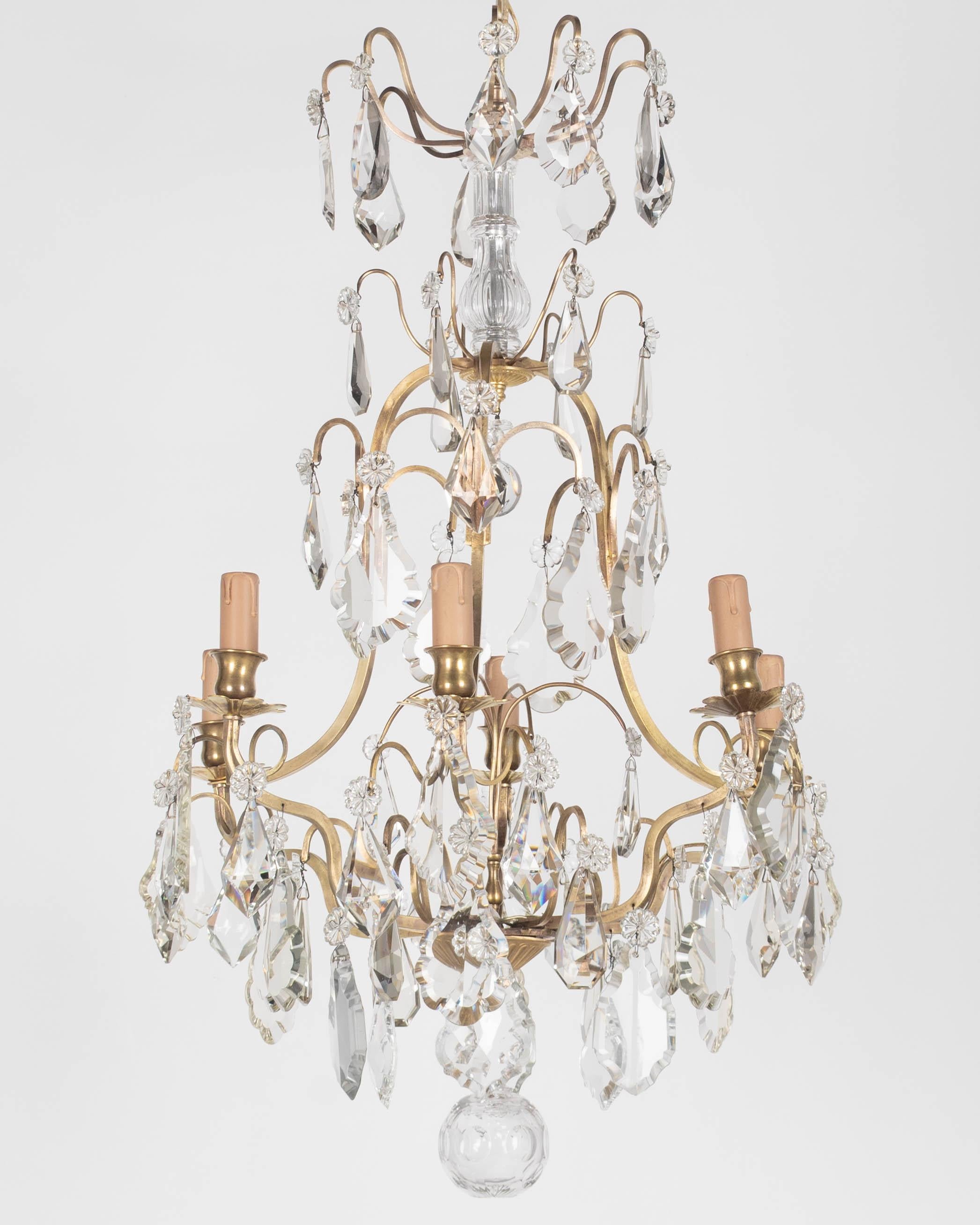 Cast French Louis XV Style Crystal Chandelier For Sale