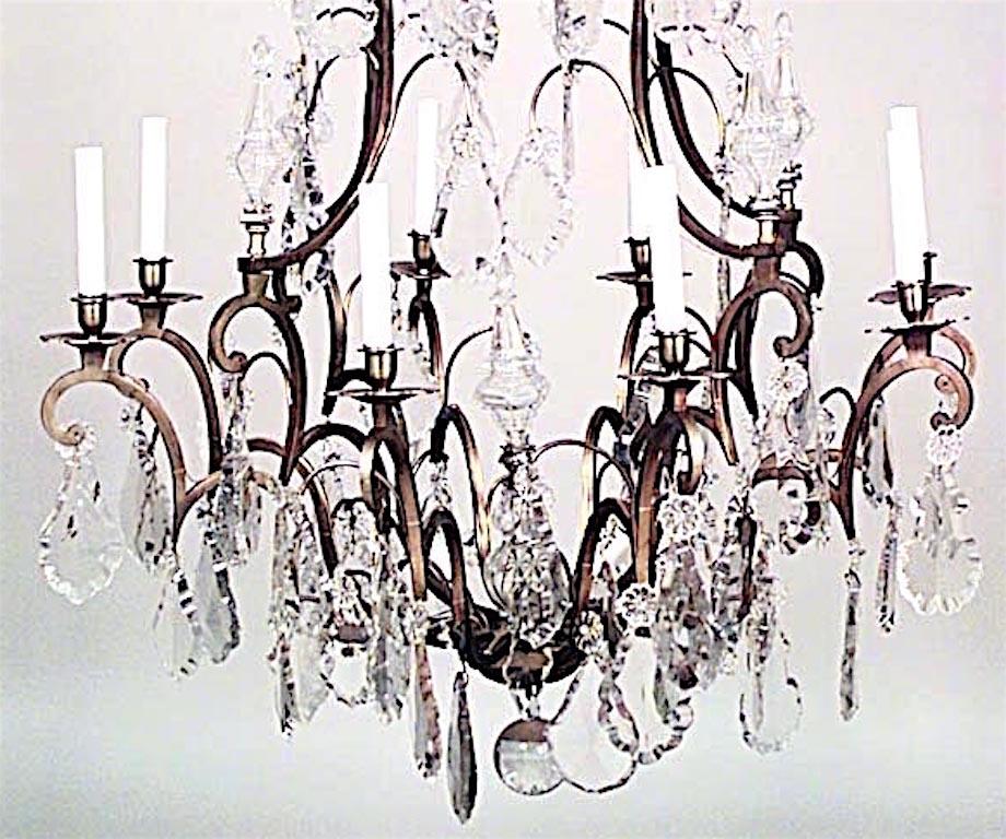 French Louis XV Style Bronze Dore and Crystal Chandelier In Good Condition For Sale In New York, NY