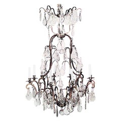 French Louis XV Style Bronze Dore and Crystal Chandelier