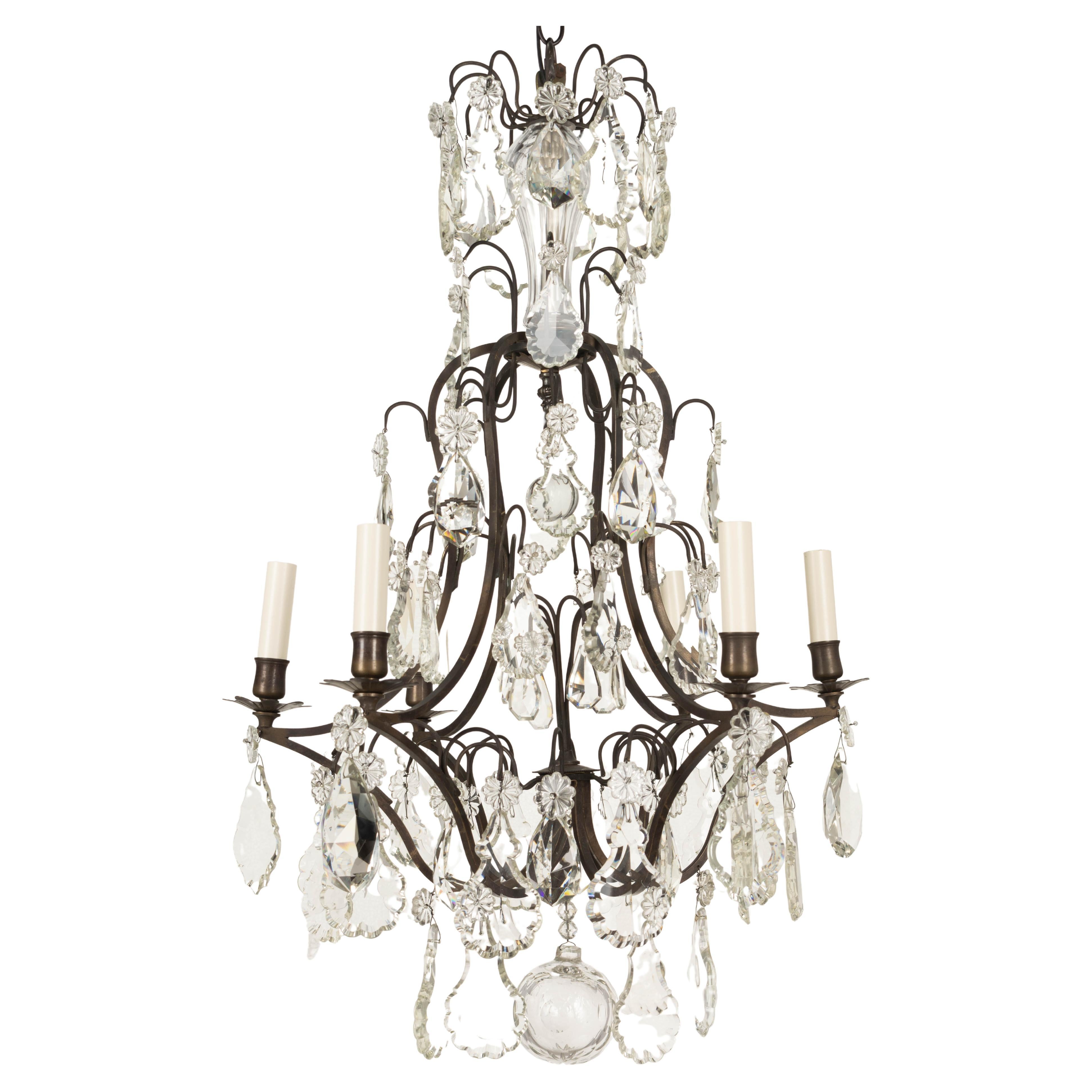 French Louis XV Style Crystal Chandelier For Sale