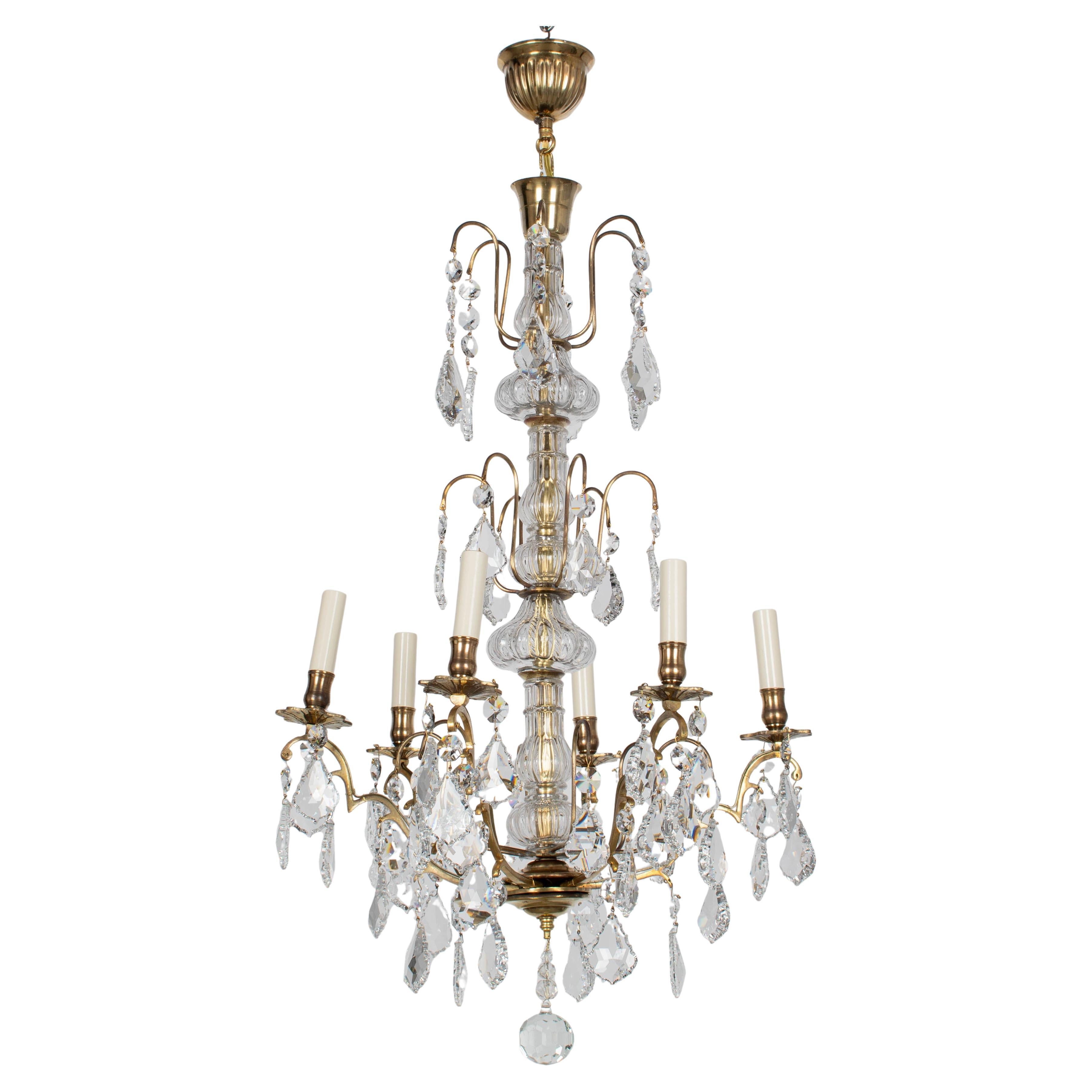 French Louis XV Style Crystal Chandelier For Sale