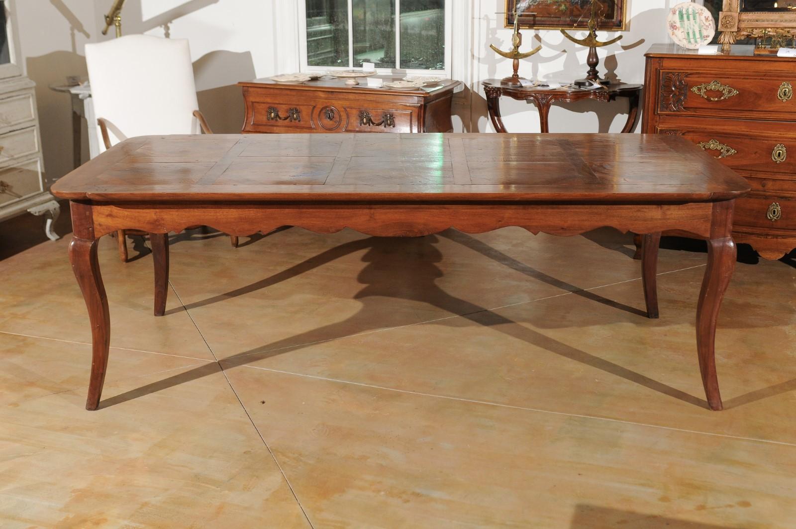 Contemporary French Louis XV Style Custom Dining Table from Lyon with Parquetry Inlaid Top