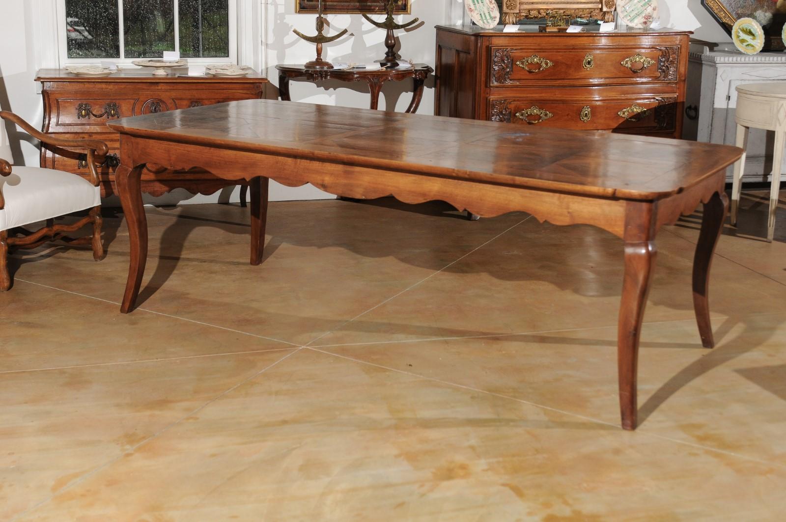 French Louis XV Style Custom Dining Table from Lyon with Parquetry Inlaid Top 1