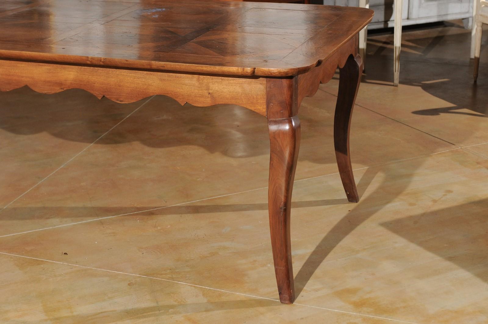 French Louis XV Style Custom Dining Table from Lyon with Parquetry Inlaid Top 2