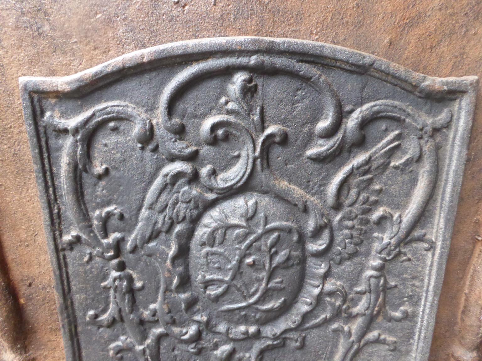 French Louis XV Style 'Decoration' Fireback In Good Condition In Amerongen, NL