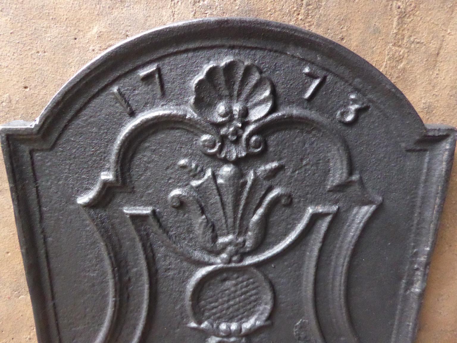 20th Century French Louis XV Style 'Decoration' Fireback