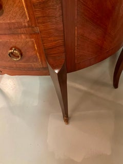 French Louis XV style Demi lune commode chest with cream marble top