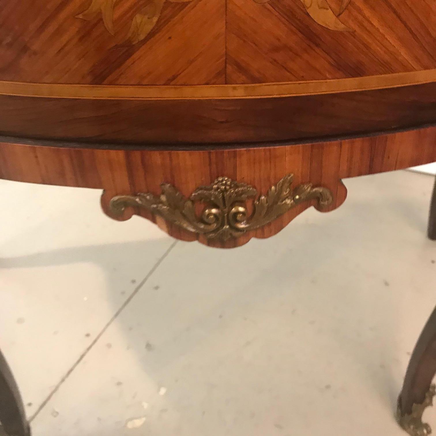 Bronze French Louis XV Style Demi-Lune Commode with Marble Top For Sale