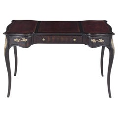 Vintage Louis XV-Style Mahogany Desk with Elegance Leather Top