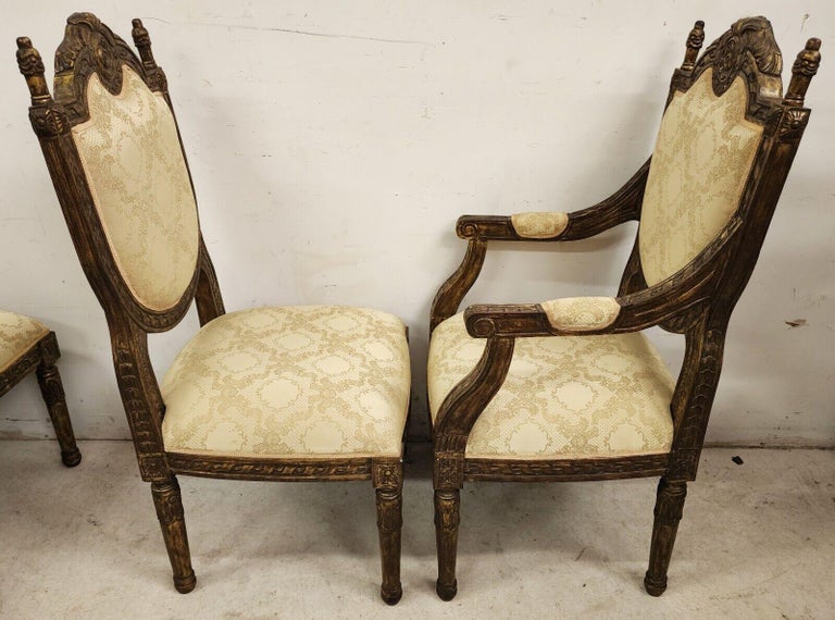 French Louis XV Style Dining Chairs, Set of 8 For Sale at 1stDibs