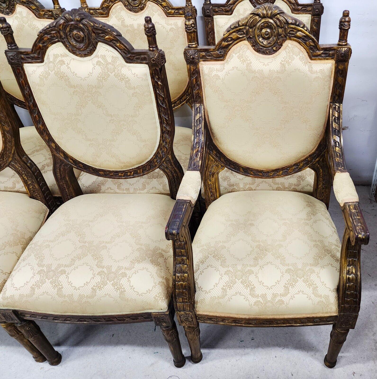 French Louis XV Style Dining Chairs, Set of 8 In Good Condition In Lake Worth, FL