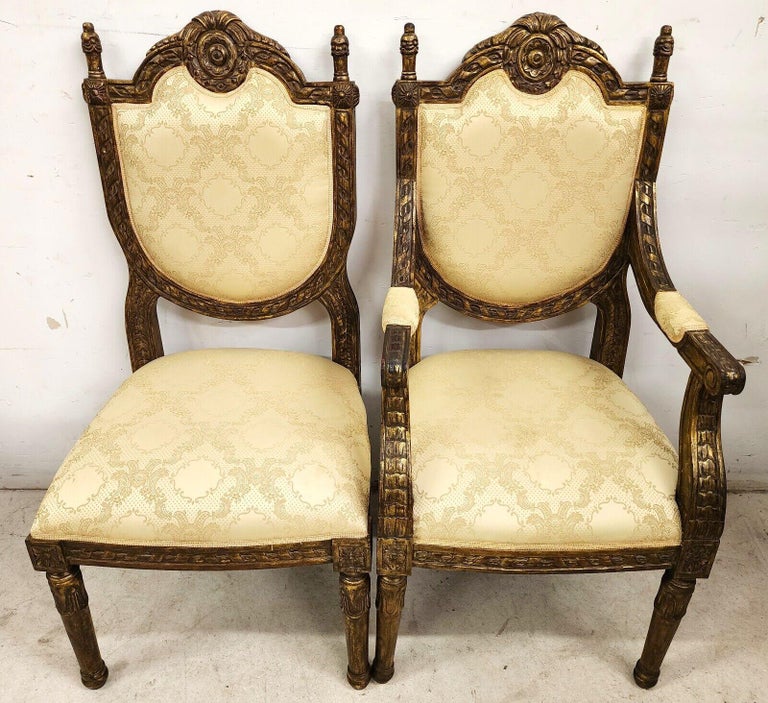 French Louis XV Style Dining Chairs, Set of 8 For Sale at 1stDibs