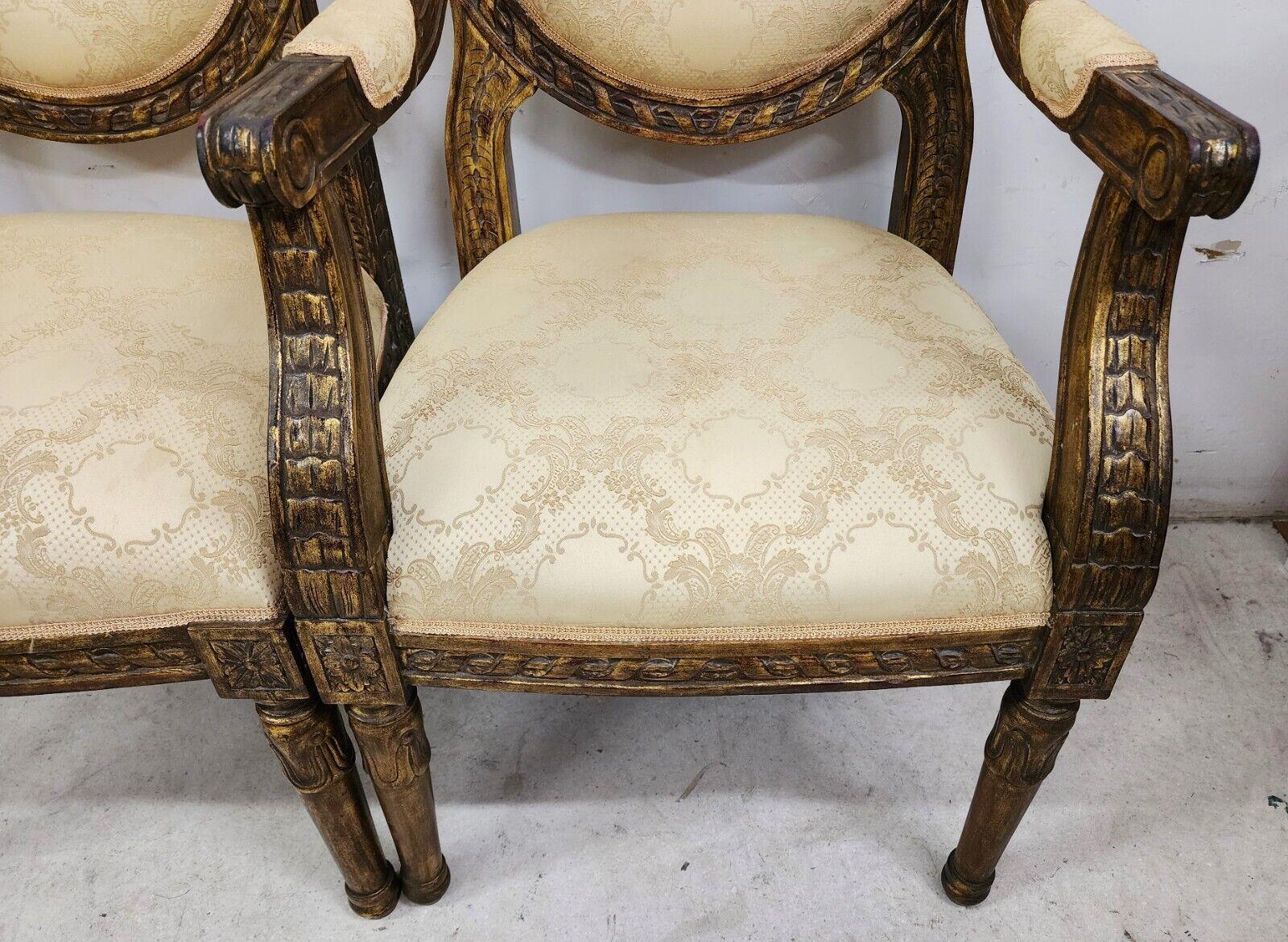 Cotton French Louis XV Style Dining Chairs, Set of 8