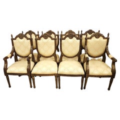 French Louis XV Style Dining Chairs, Set of 8
