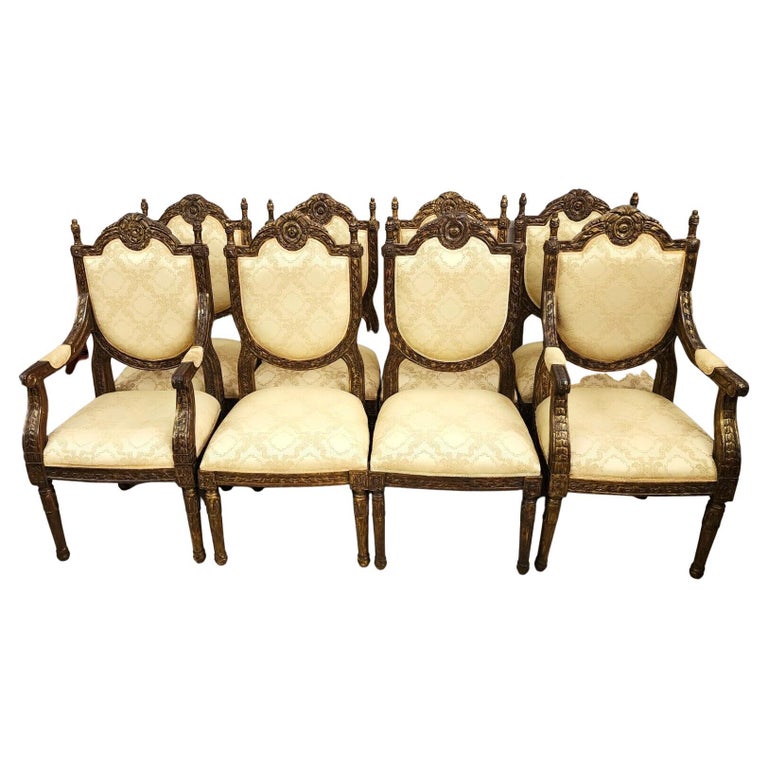 French Louis XV Style Dining Chairs, Set of 8 For Sale at 1stDibs