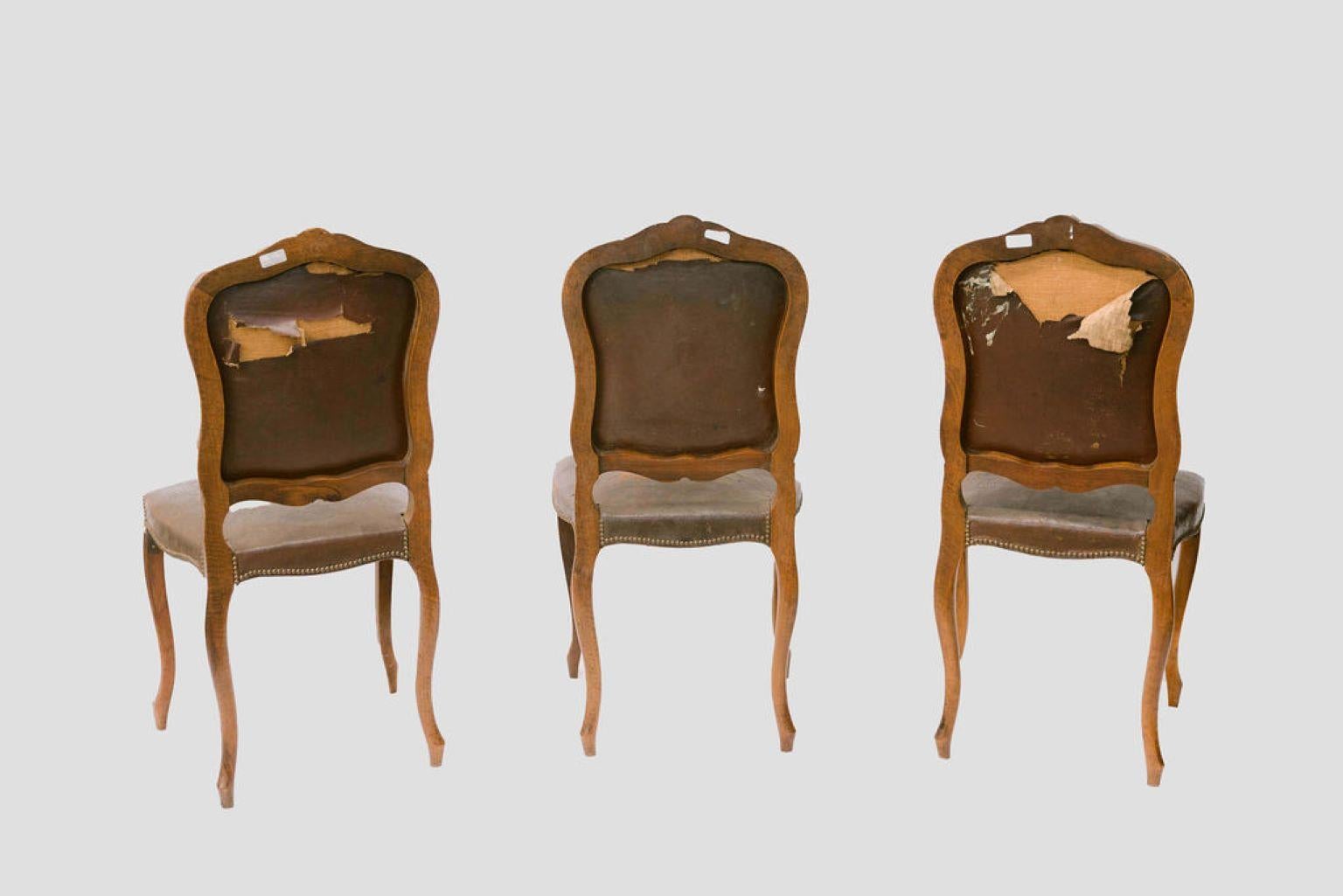 Chaises de salle à manger françaises de style Louis XV, lot de six en vente 1