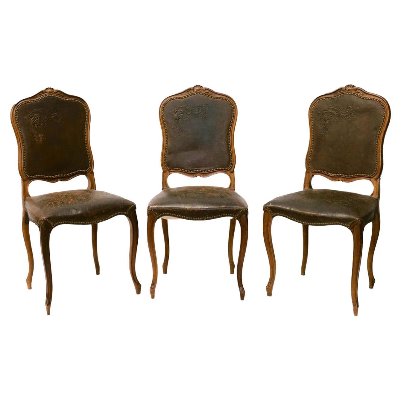 French, Louis XV style dining chairs, set of six For Sale