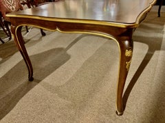 French Louis XV-Style Dining Table, Three Leaves with Gilt Trim