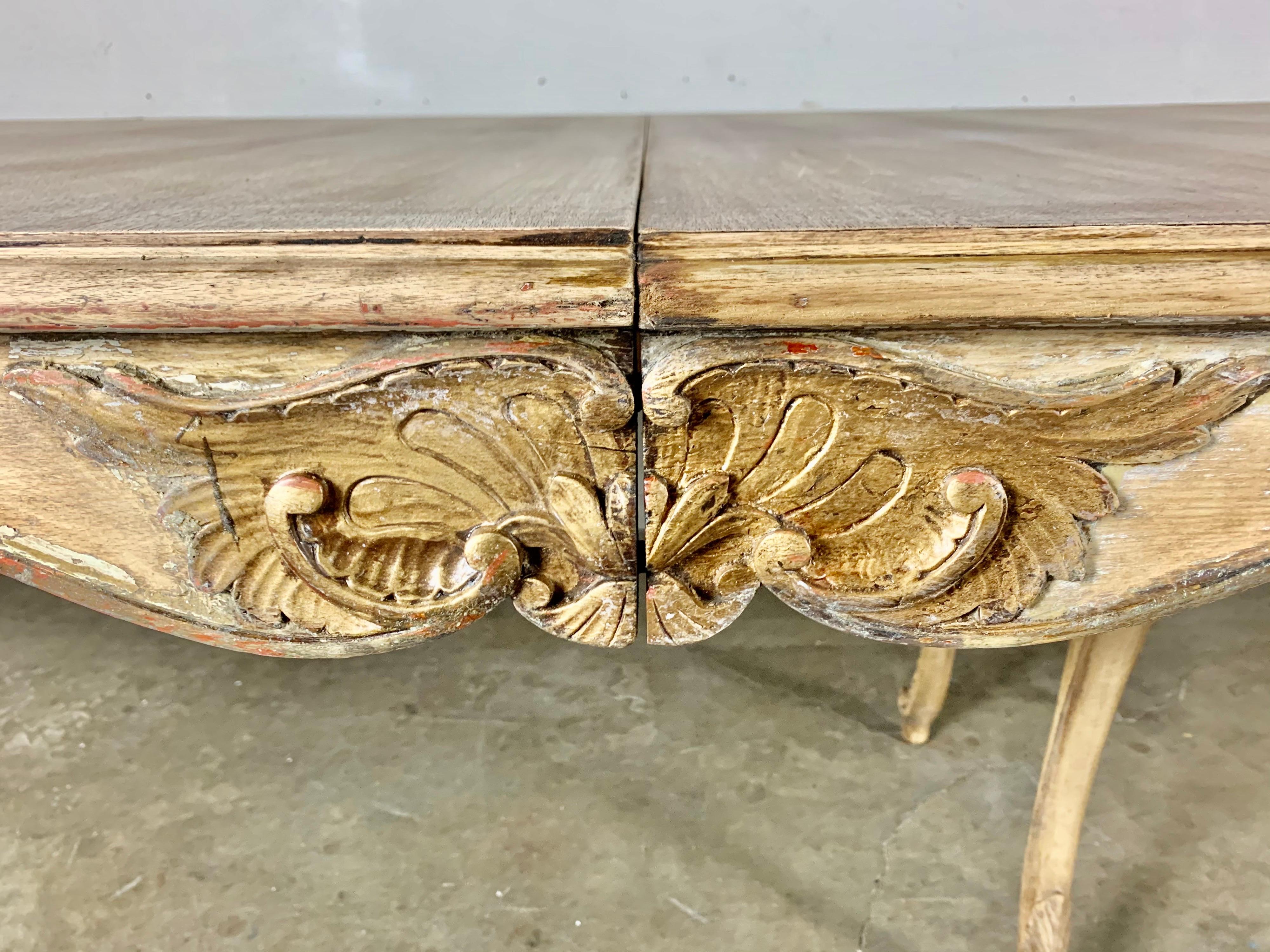 Rococo French Louis XV Style Dining Table with Three Additional Leaves, circa 1930