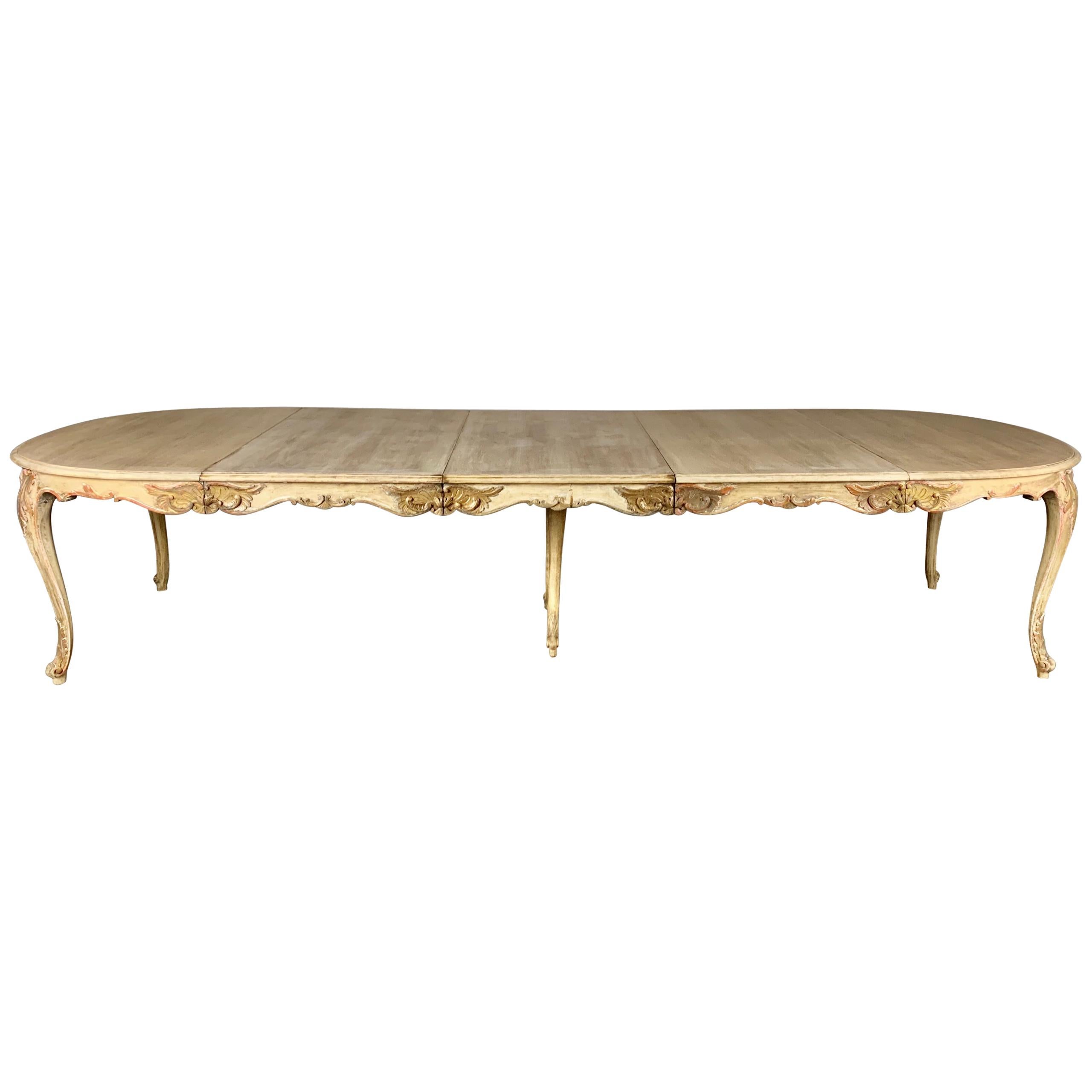 French Louis XV Style Dining Table with Three Additional Leaves, circa 1930