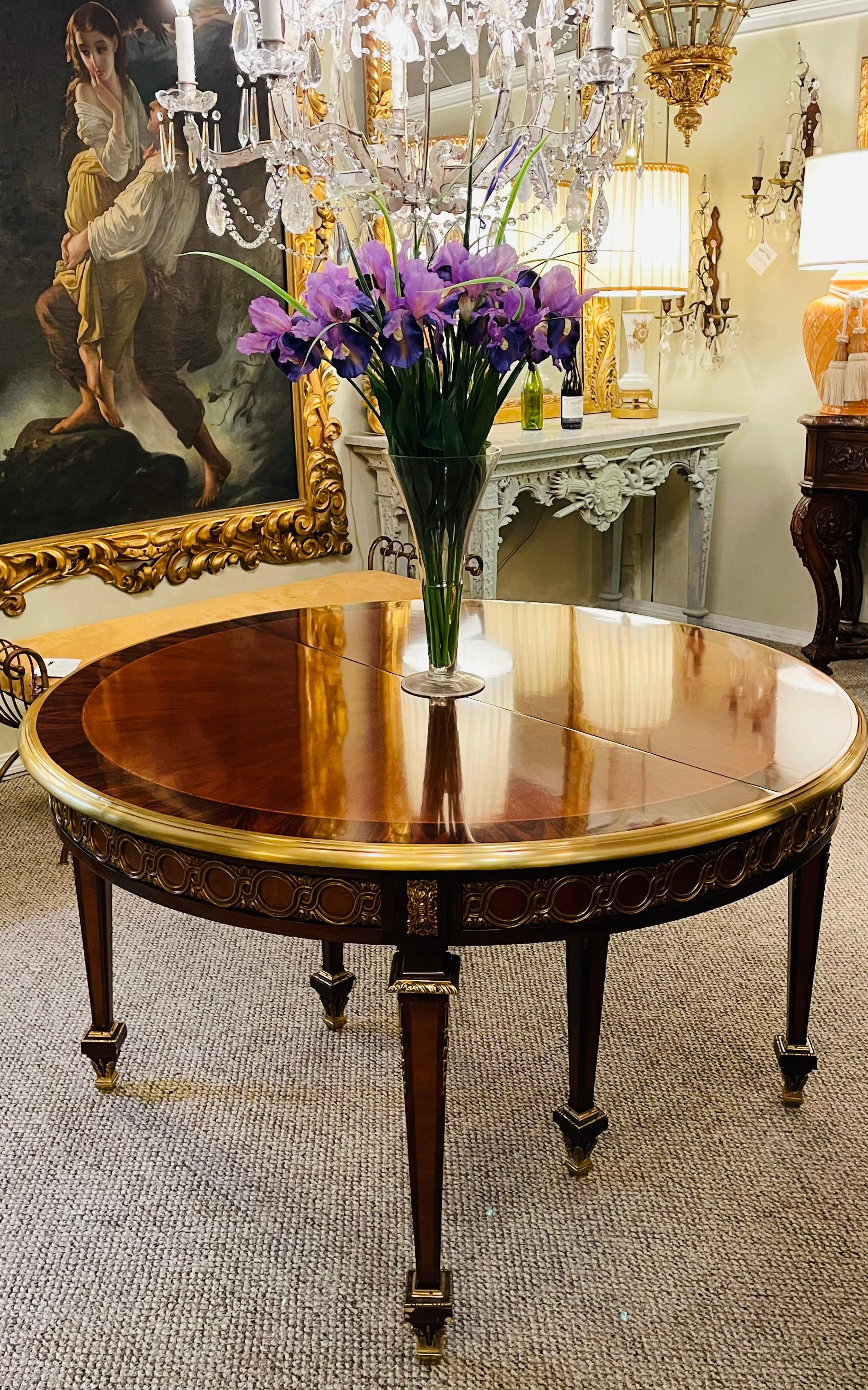 French Louis XVi Style Circular Oval Dining-room Table with Three Leaves 11
