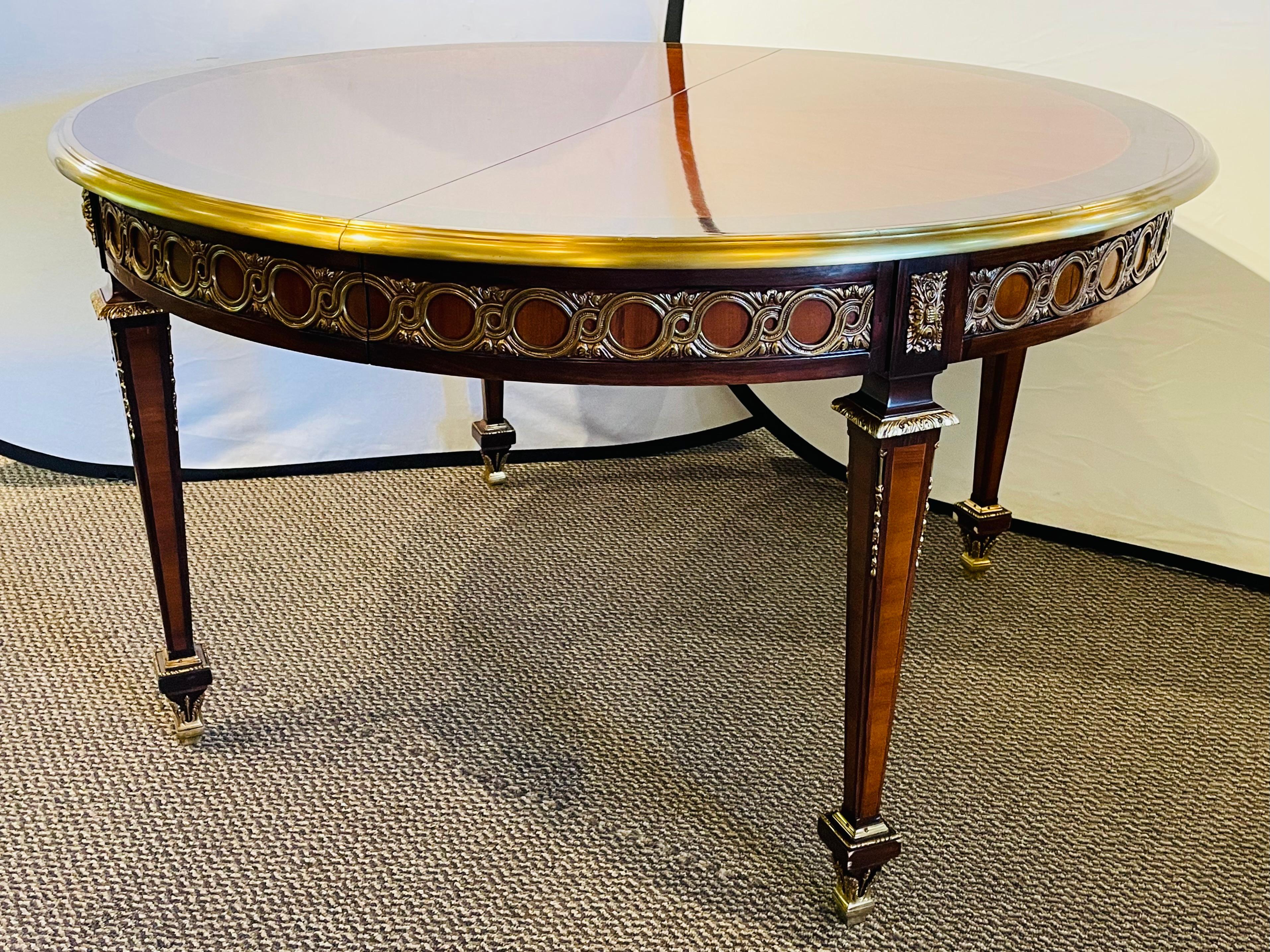 Mid-20th Century French Louis XVi Style Circular Oval Dining-room Table with Three Leaves