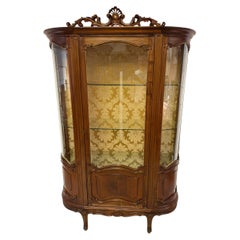 Louis XV Style Display Cabinet, Carved Wood & Glass, Italy, c. 1920