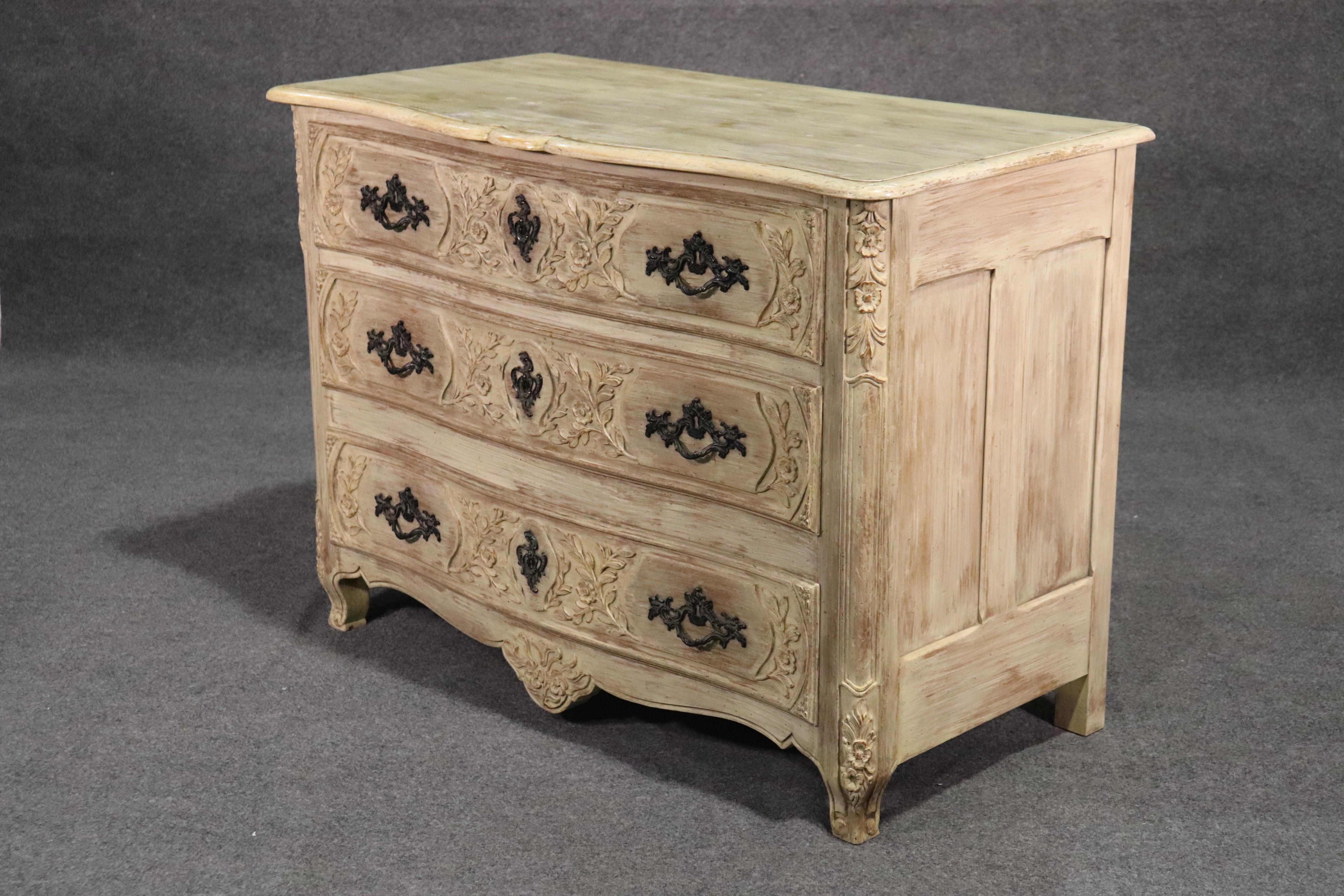 French Louis XV Style Distress Painted Baker Dresser Commode 3
