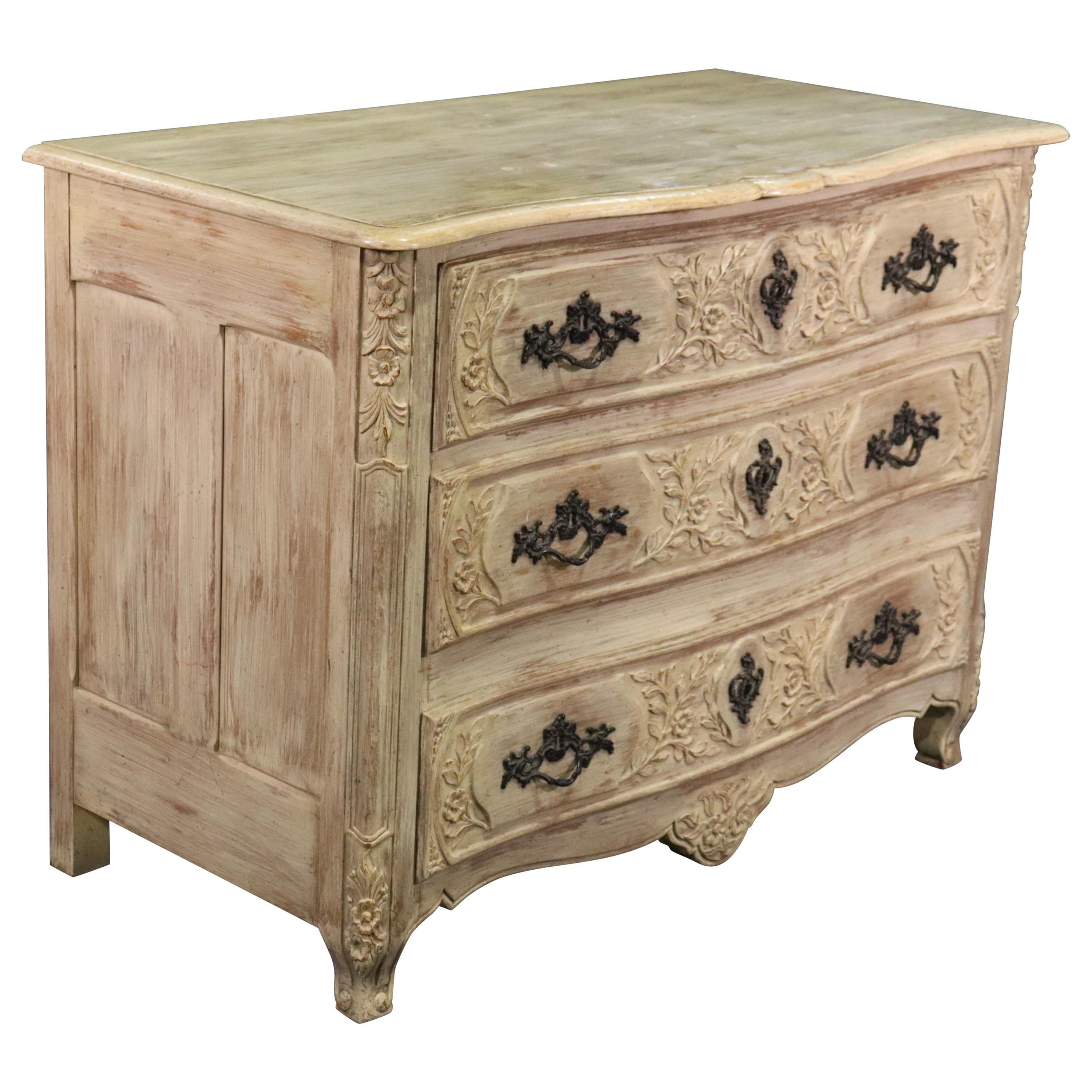 French Louis XV Style Distress Painted Baker Dresser Commode