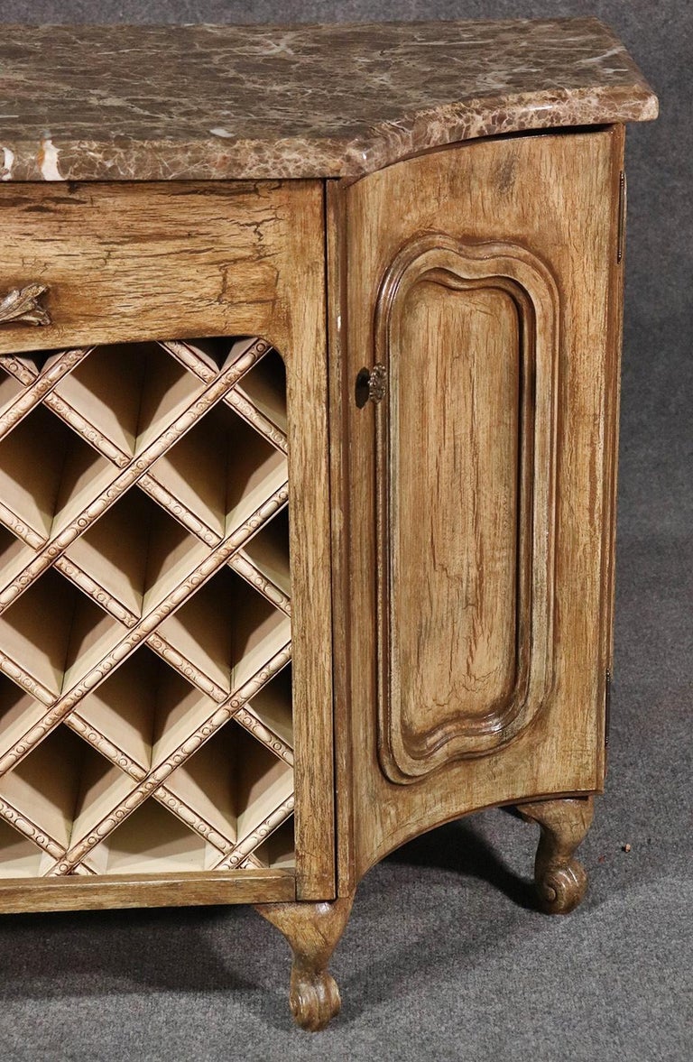 distressed sideboards and buffets on Louis Xv Style Distressed Painted Marble Top Sideboard Buffet With Wine Rack For Sale At 1stdibs