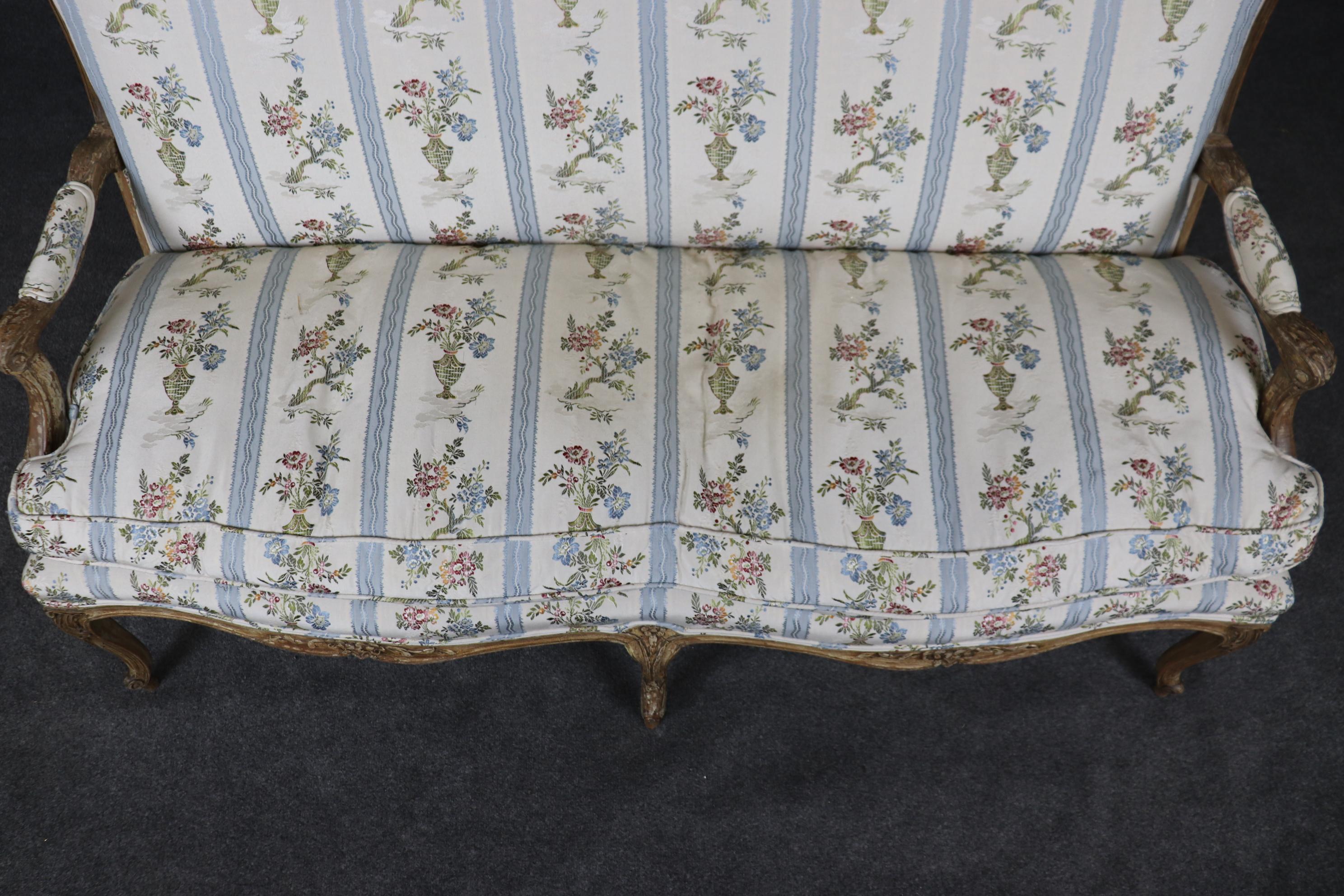 French Louis XV Style Distressed Painted Settee Circa 1900 6