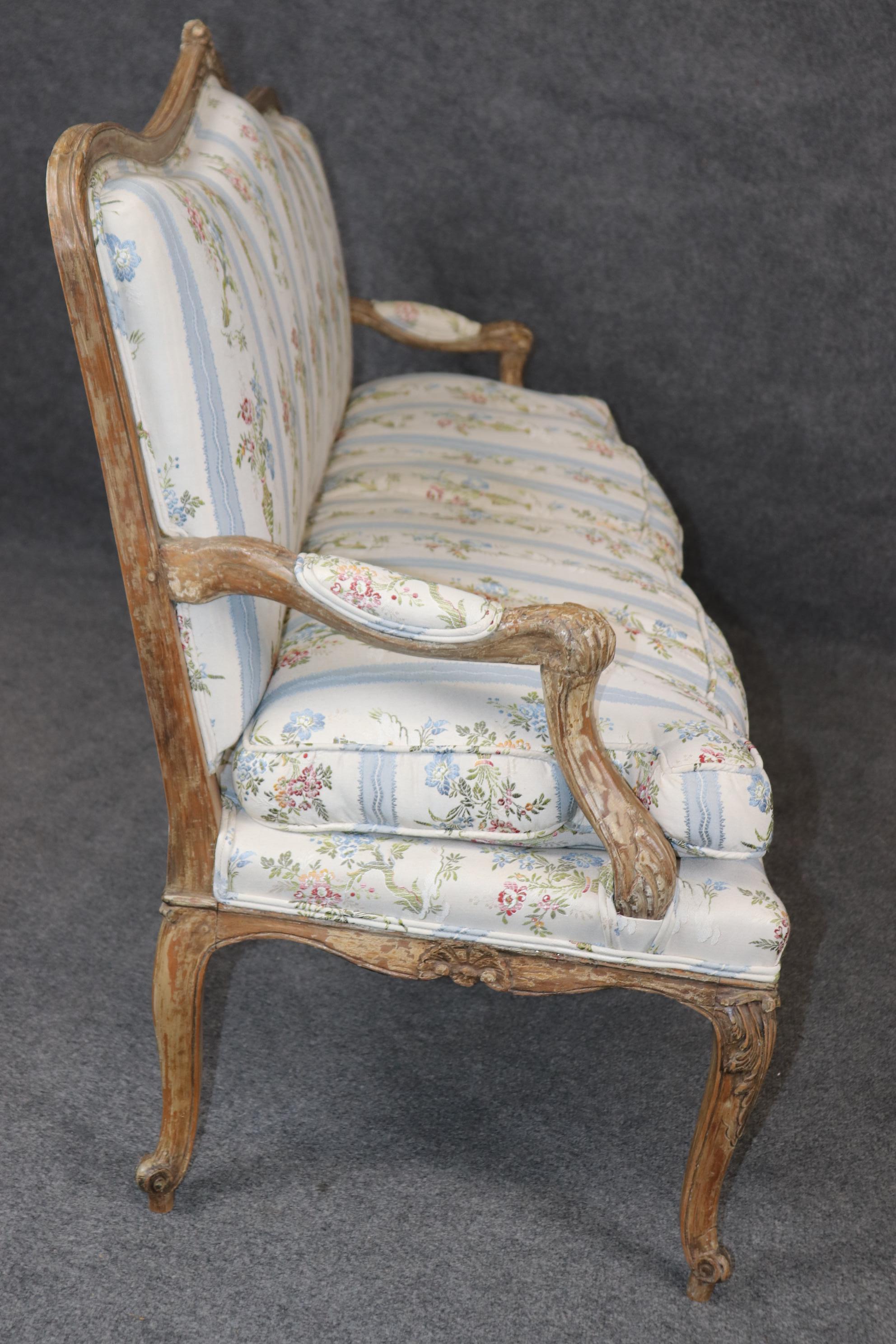 Early 20th Century French Louis XV Style Distressed Painted Settee Circa 1900