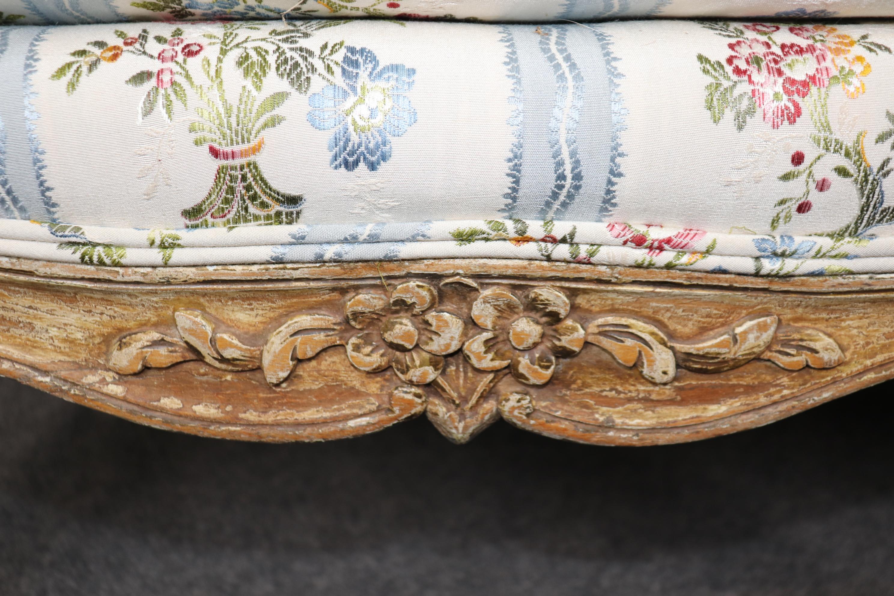French Louis XV Style Distressed Painted Settee Circa 1900 3