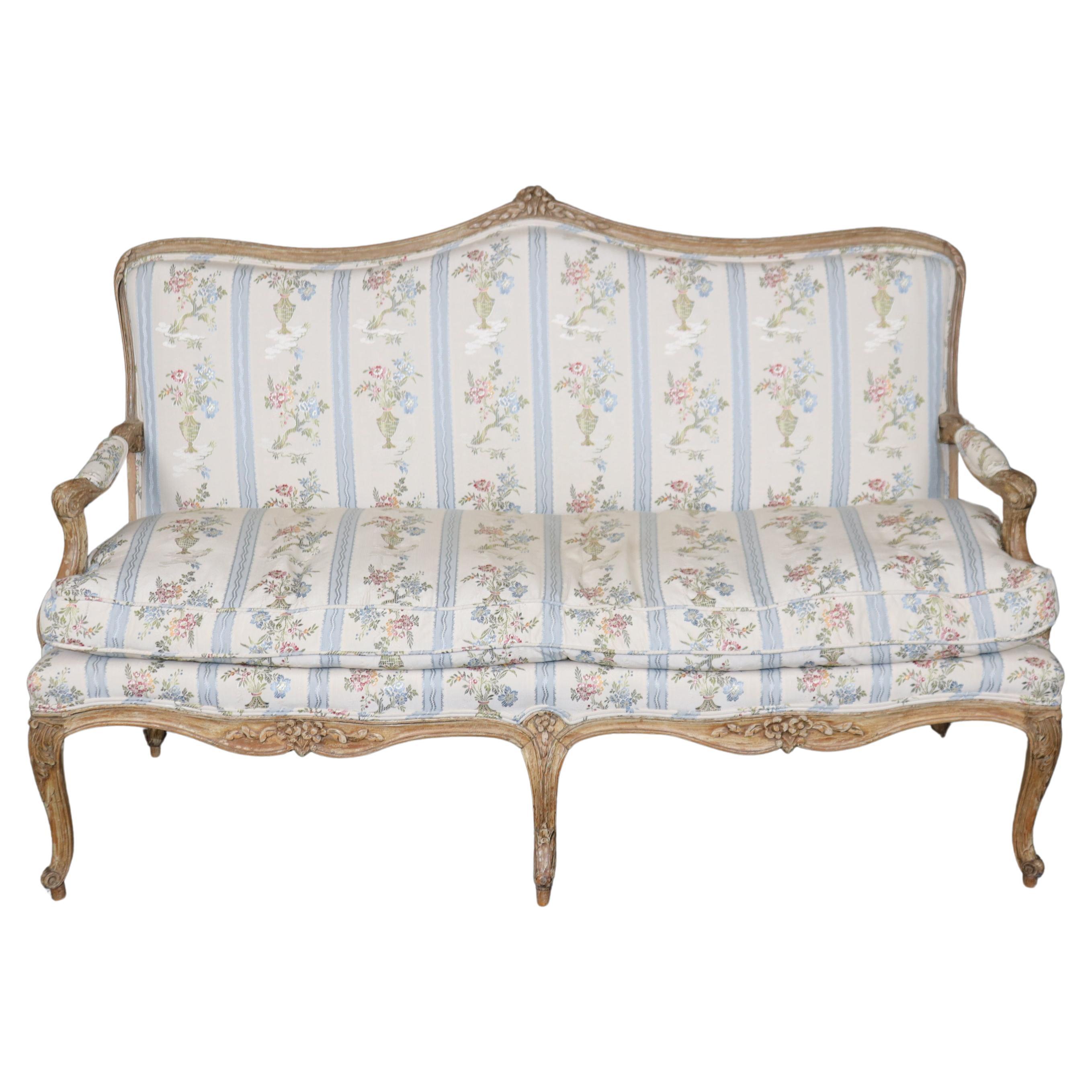 French Louis XV Style Distressed Painted Settee Circa 1900