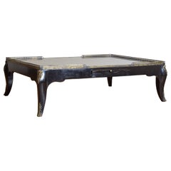 French Louis XV Style Ebonized 
Brass Mounted Large Coffee Table, mid 20th cen.