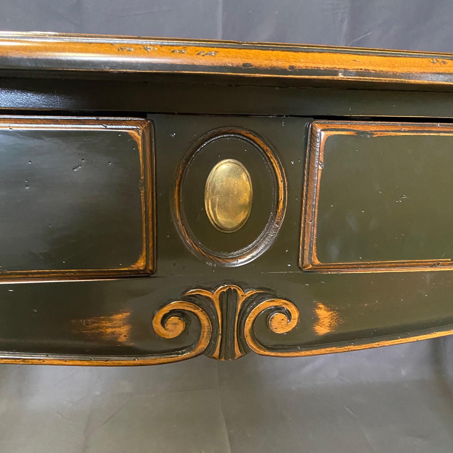 French Louis XV Style Ebonized Console Buffet with Two Drawers and Breadboards For Sale 6