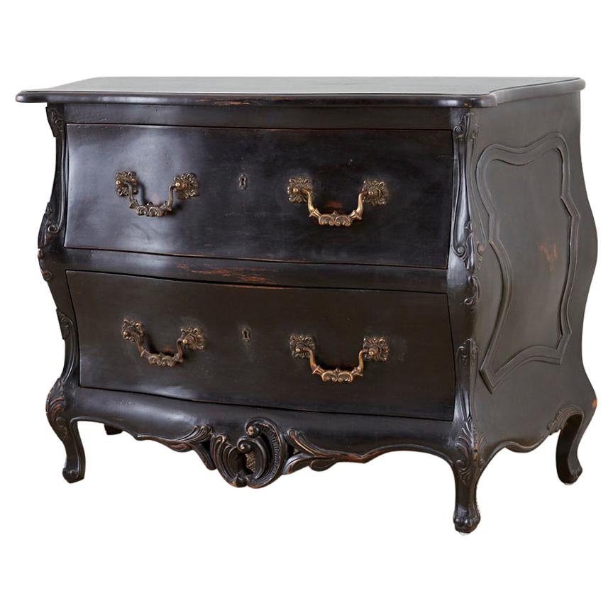 French Louis Xv Style Ebonized Mahogany Bombe Chest At 1stdibs