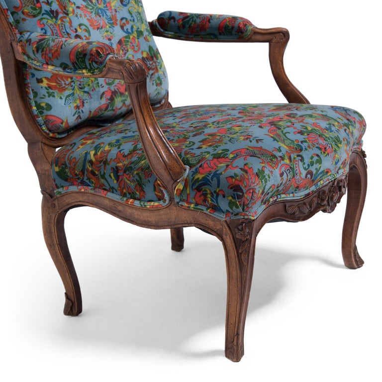 French Louis XV-Style Fauteuil Armchair, 19th Century For Sale 1