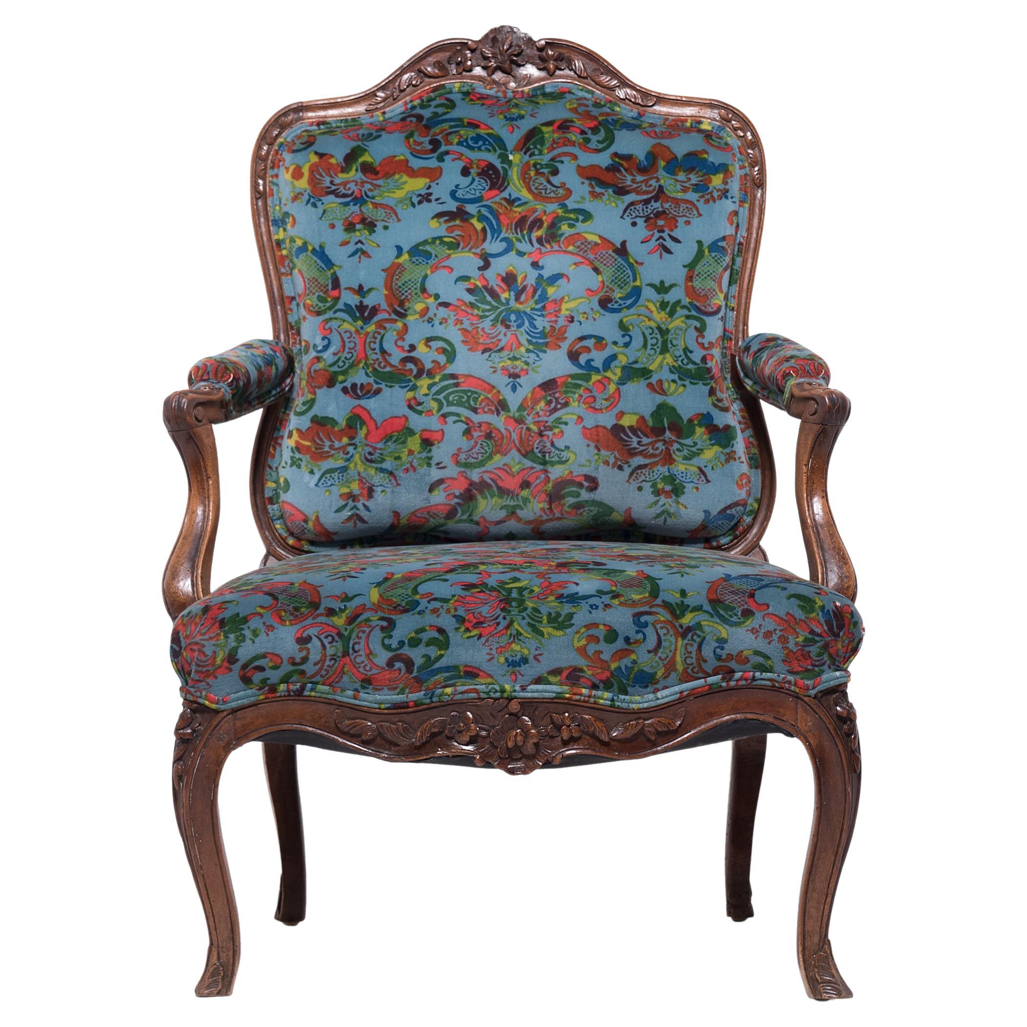 French Louis XV-Style Fauteuil Armchair, 19th Century