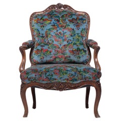 French Louis XV-Style Fauteuil Armchair, C. 1850