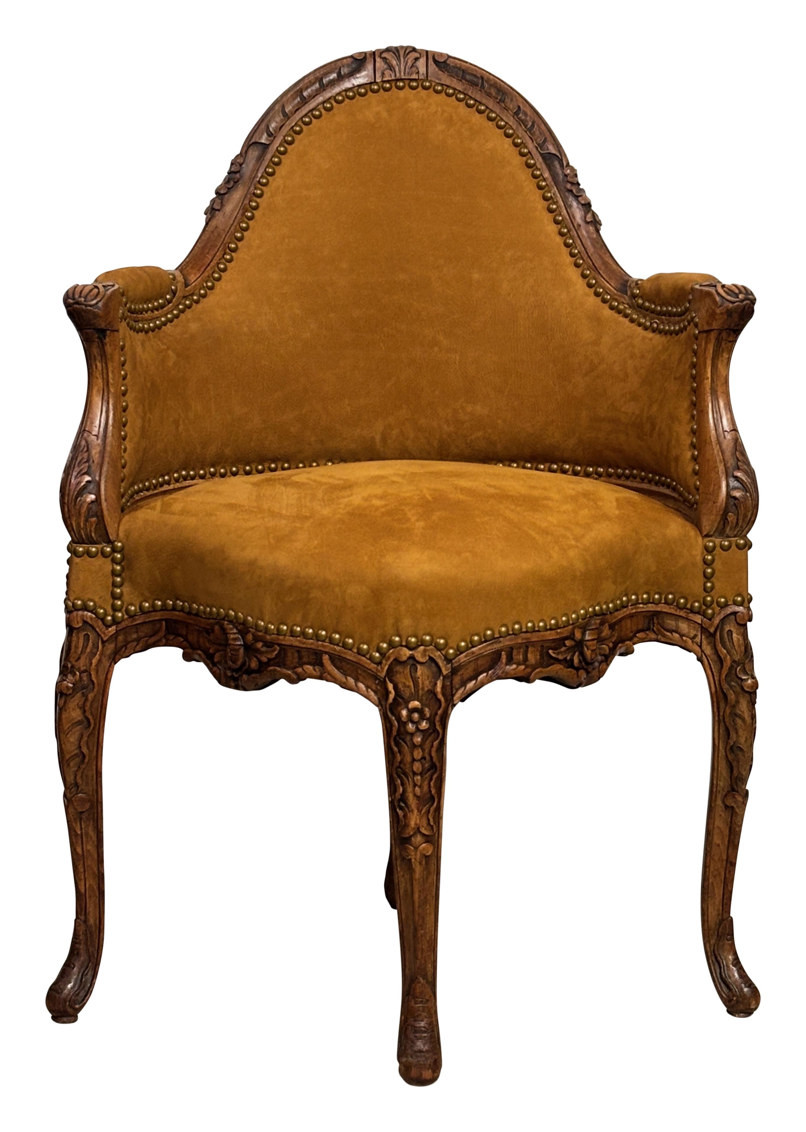 French Louis XV Style Fauteuil de Bureau Desk Chair, Early 19th Century (Französisch) im Angebot