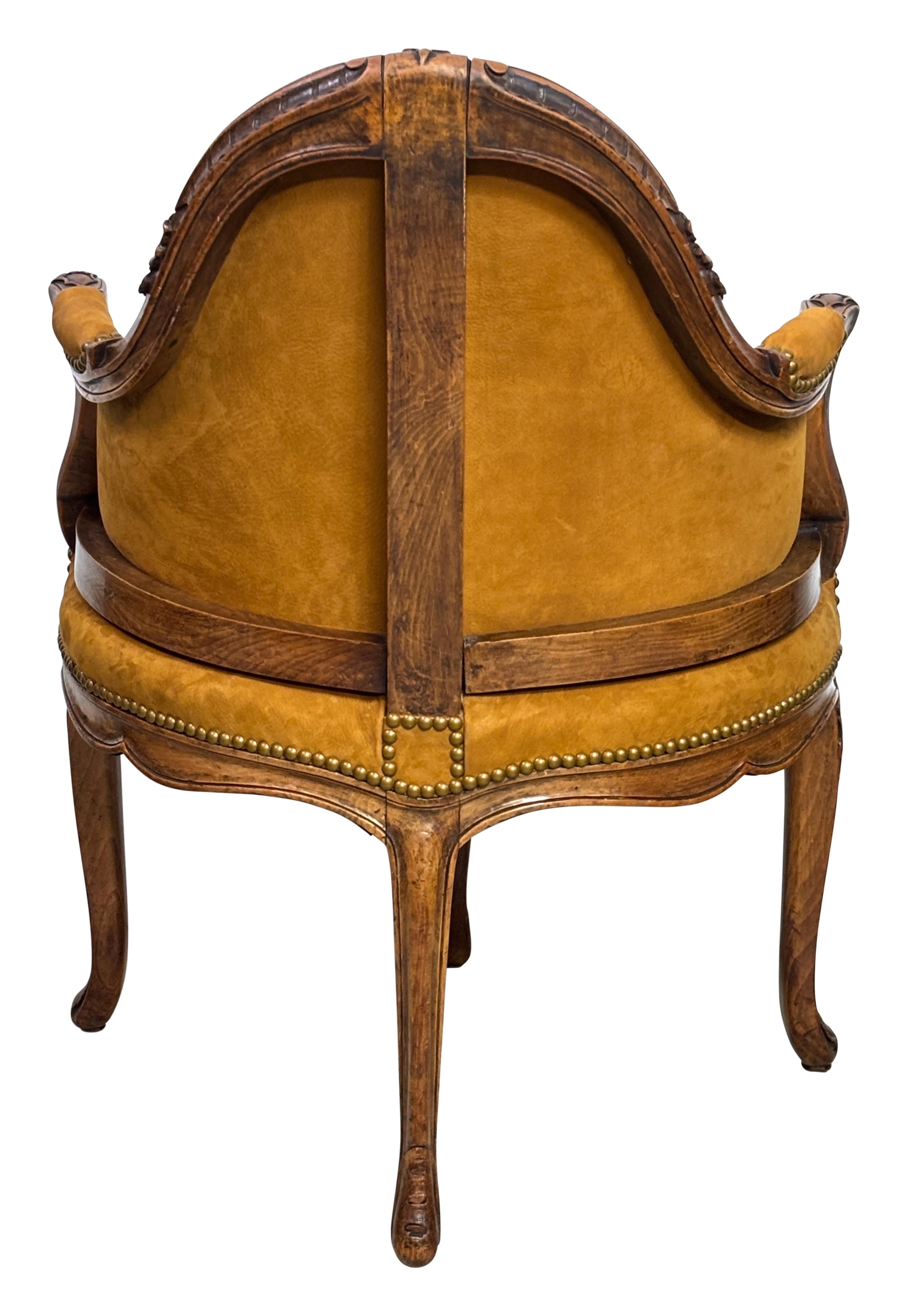 French Louis XV Style Fauteuil de Bureau Desk Chair, Early 19th Century im Zustand „Gut“ im Angebot in San Francisco, CA