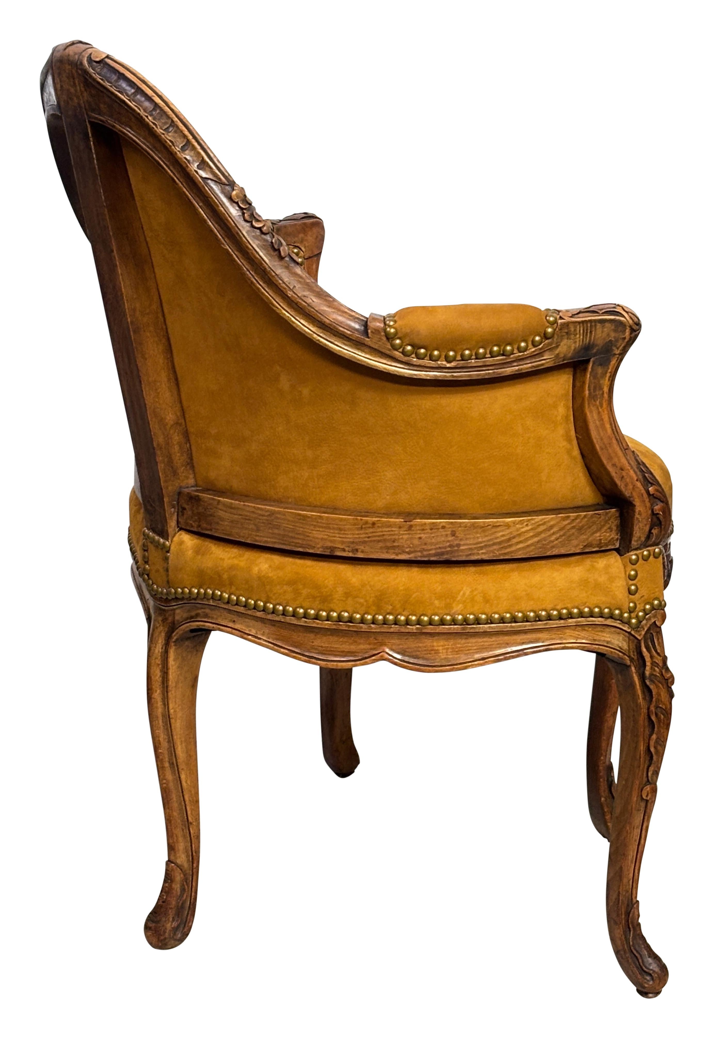 French Louis XV Style Fauteuil de Bureau Desk Chair, Early 19th Century (19. Jahrhundert) im Angebot