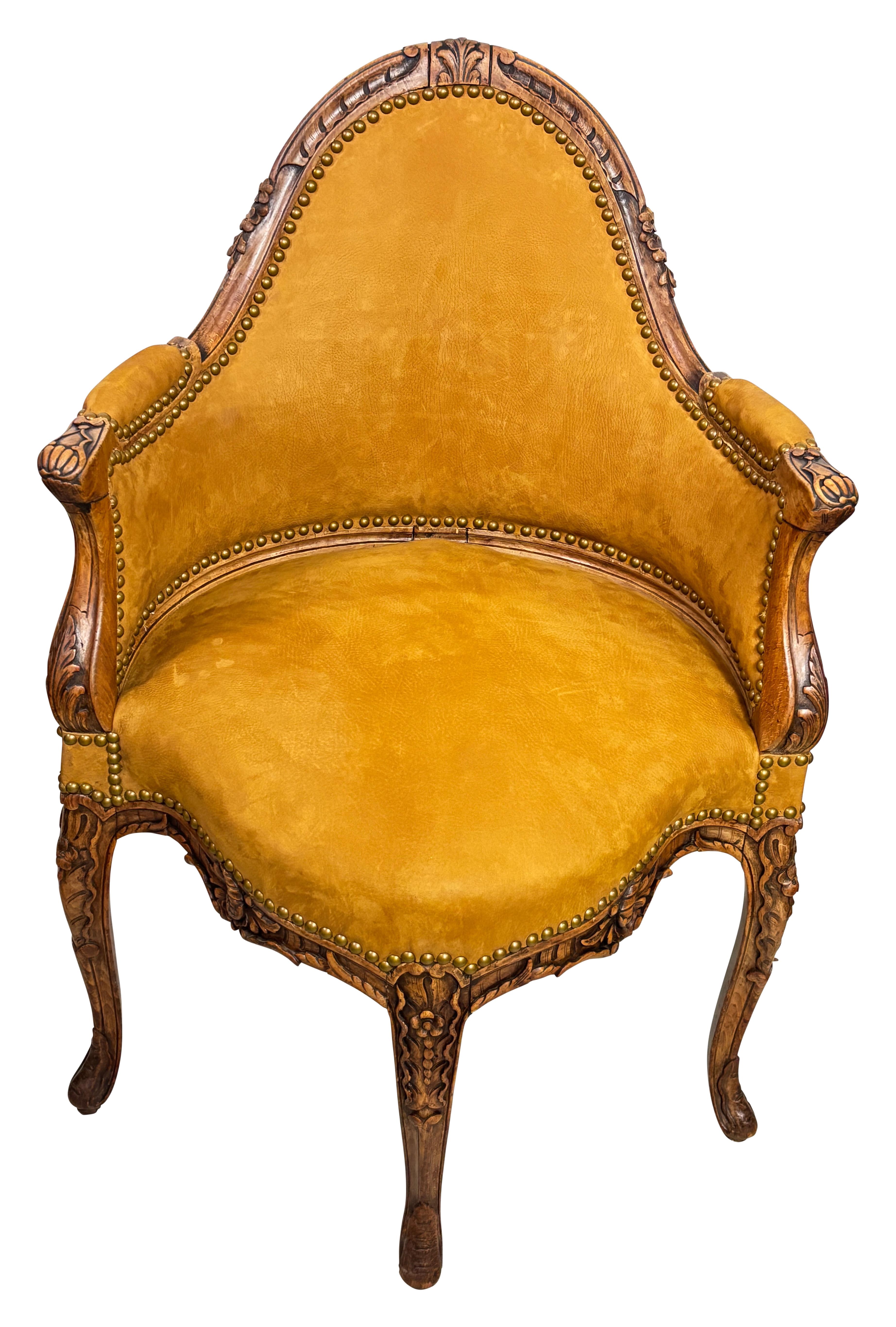 French Louis XV Style Fauteuil de Bureau Desk Chair, Early 19th Century im Angebot 1